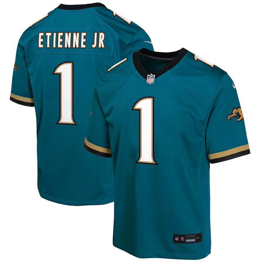 Youth Jacksonville Jaguars #1 Travis Etienne Green Nike Throwback Player Game NFL Jersey